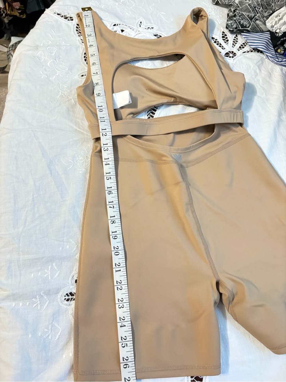 Forever 21 Active Tan Cutout Biker Romper One Piece Size Medium - Picture 4 of 7